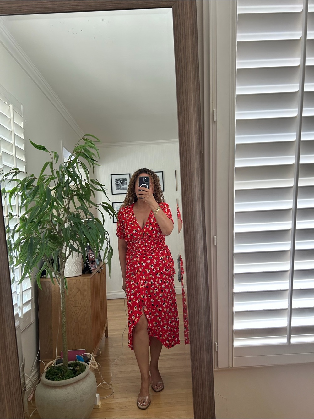 Faithfull the Brand Red Floral Two-Piece Set with Puff Sleeves - Picture 4 of 5